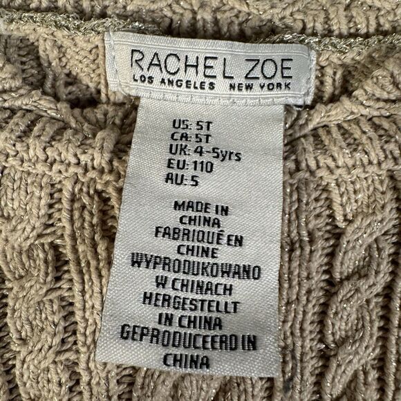 Rachel Zoe Girls Sweater Dress Size 5 & Sugar Gold Flats Shoes 11 Bundle Holiday - Picture 8 of 16